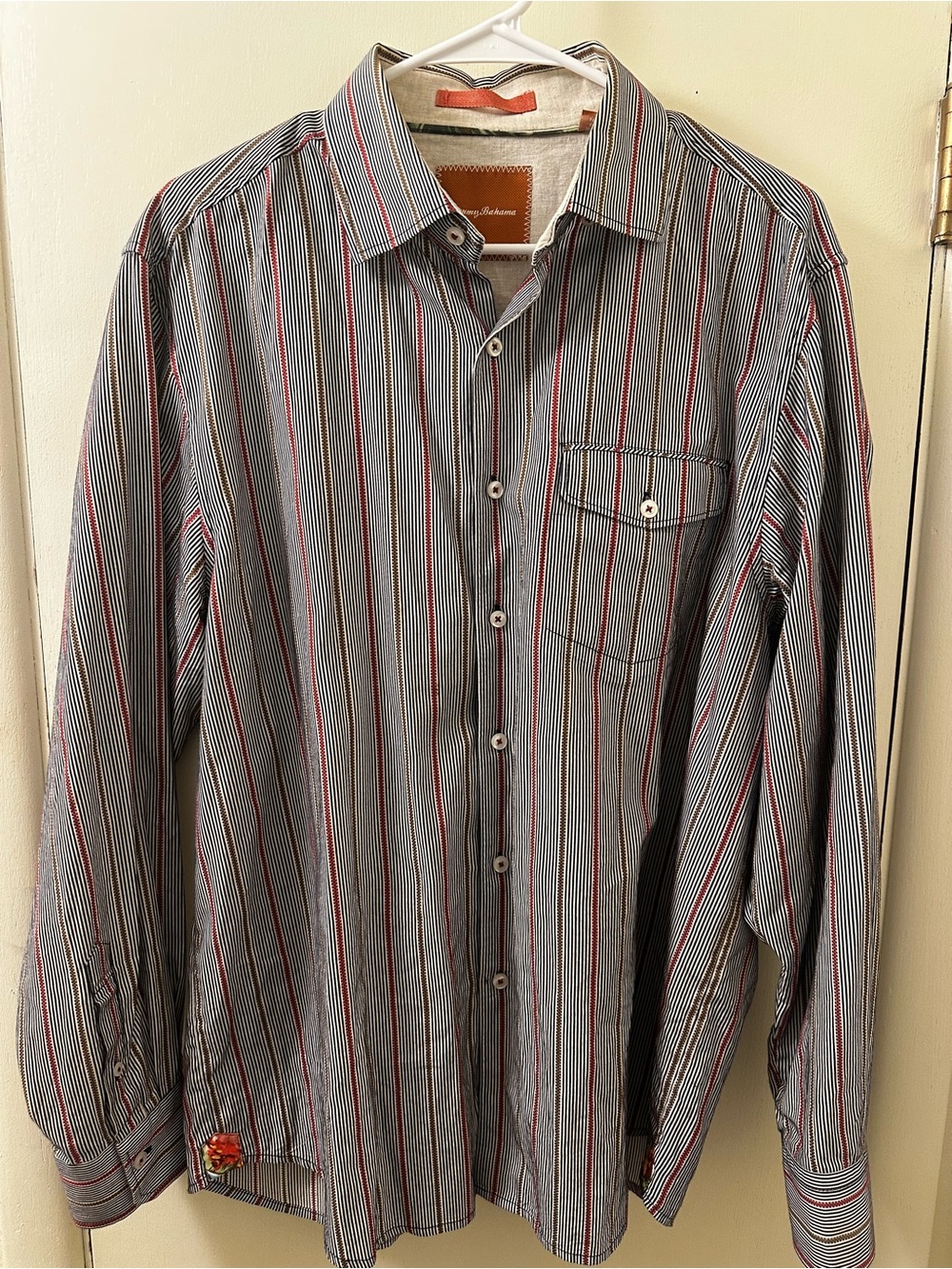 Tommy Bahama Men's Button-Down Shirt in Blue and Red Stripe